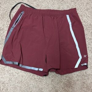 Men’s Lululemon 6in Maroon Athletic Shorts with Reflective Stripes